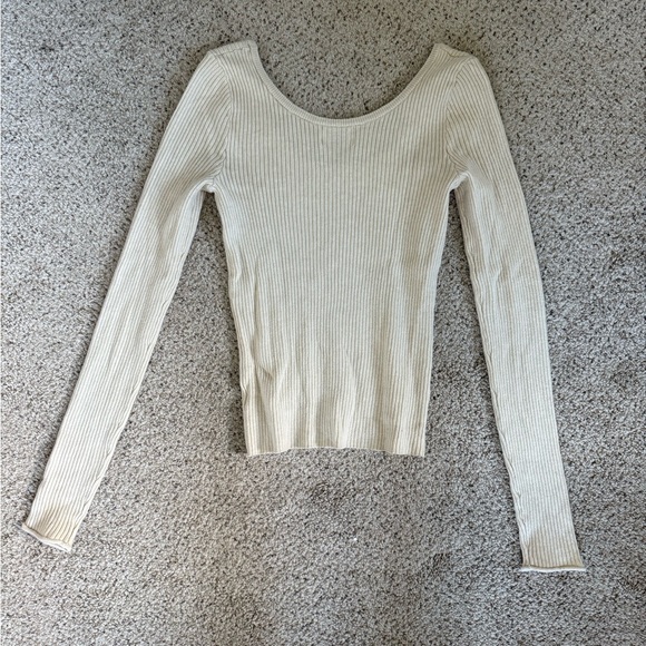 Universal Thread Beige Ribbed Knit Top - Picture 3 of 3